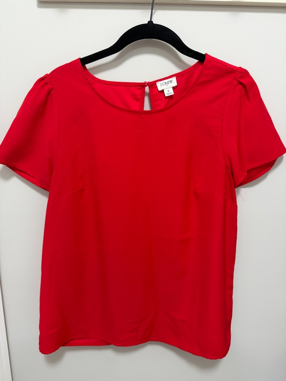 J. Crew Bright Red Short Sleeve Crewneck Blouse